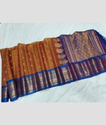 Mustard Yellow and Blue gadwal sico sarees with All over Checks and Buttas design