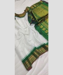 White and Green gadwal sico sarees with temple kuttu border design