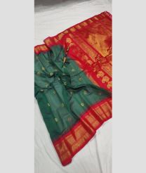 Green and Red gadwal sico sarees with temple kuttu border design