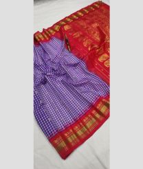 Purple and Red gadwal sico sarees with temple kuttu border design