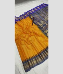 Yellow and Grey gadwal sico sarees with temple kuttu border design
