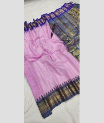 Baby Pink and Grey gadwal sico sarees with temple kuttu border design