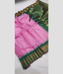 Rose Pink and Green gadwal sico sarees with temple kuttu border design