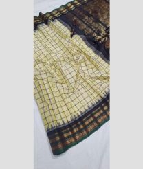 Cream and Black gadwal sico sarees with temple kuttu border design