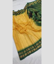 Yellow and Green gadwal sico sarees with temple kuttu border design