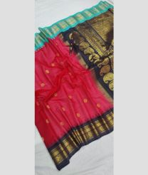 Pink and Black gadwal sico sarees with temple kuttu border design