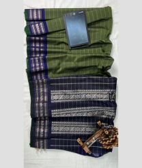 Green and Navy Blue gadwal sico sarees with All over Lines design