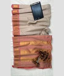 Cream and Copper gadwal sico sarees with All over Lines design