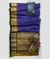 Royal Blue and Olive gadwal sico sarees with All over Lines design
