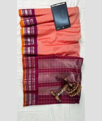 Peach and Magenta gadwal sico sarees with All over Lines design