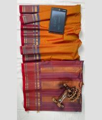 Orange and Red gadwal sico sarees with All over Lines design