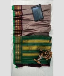Lite Brown and Green gadwal sico sarees with All over Lines design