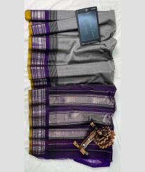 Grey and Purple gadwal sico sarees with All over Lines design