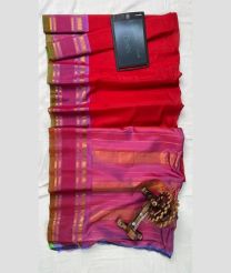 Red and Rose Pink gadwal sico sarees with All over Lines design