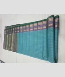 Sky Blue and Green gadwal sico sarees with All over Lines design
