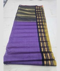 Purple and Black gadwal sico sarees with All over Lines design