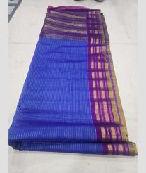 Blue and Magenta gadwal sico sarees with All over Lines design