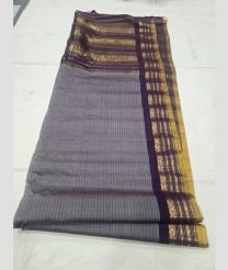 Grey and Mustard Yellow gadwal sico sarees with All over Lines design