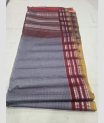 Grey and Maroon gadwal sico sarees with All over Lines design