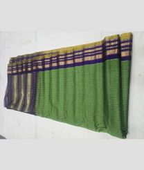 Green and Navy Blue gadwal sico sarees with All over Lines design