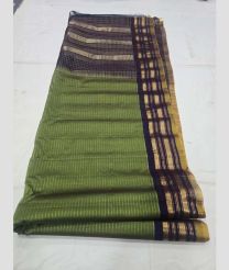 Green and Dark Chocolate gadwal sico sarees with All over Lines design