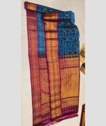 Blue and Magenta gadwal sico sarees with All over Checks and Buttas design