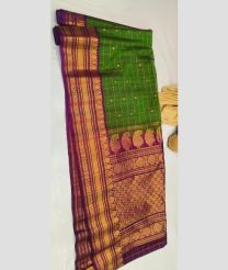 Parrot Green and Magenta gadwal sico sarees with All over Checks and Buttas design