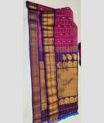 Magenta and Plum Purple gadwal sico sarees with All over Checks and Buttas design
