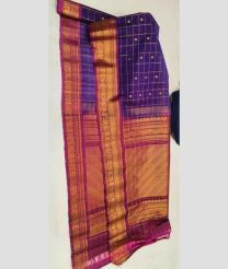 Purple and Magenta gadwal sico sarees with All over Checks and Buttas design