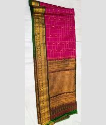 Pink and Green gadwal sico sarees with All over Checks and Buttas design