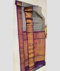 Grey and Plum Purple gadwal sico sarees with All over Checks and Buttas design