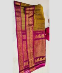 Golden Yellow and Magenta gadwal sico sarees with All over Checks and Buttas design