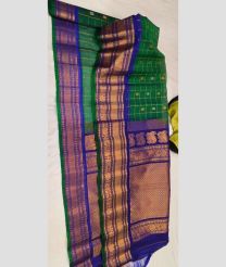 Green and blue gadwal sico sarees with All over Checks and Buttas design