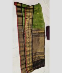 Lite Green and Black gadwal sico sarees with All over Checks and Buttas design