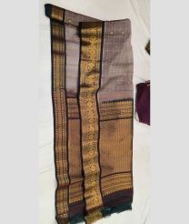 Lite Grey and Dark Chocolate gadwal sico sarees with All over Checks and Buttas design