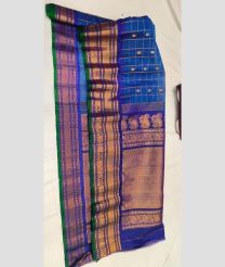 Blue and Green gadwal sico sarees with All over Checks and Buttas design