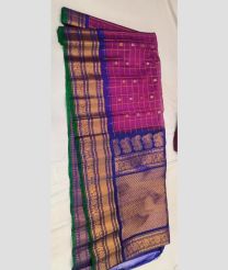 Magenta and Blue gadwal sico sarees with All over Checks and Buttas design