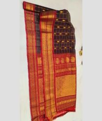 Dark Maroon and Red gadwal sico sarees with All over Checks and Buttas design