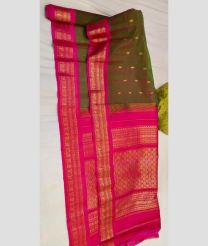 Mehendi Green and Pink gadwal sico sarees with All over Buttas design