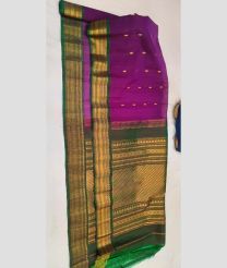 Magenta and Green gadwal sico sarees with All over Buttas design