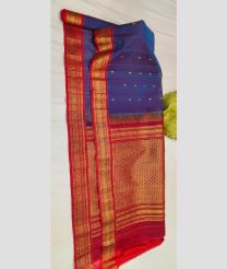 Blue and Red gadwal sico sarees with All over Buttas design