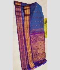 Blue and Magenta gadwal sico sarees with All over Buttas design