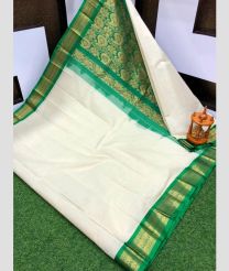 white colour gadwal sico sarees with Temple Border design