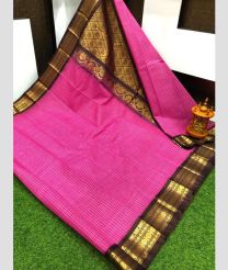 hot pink colour gadwal sico sarees with Temple Border design