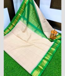 ice cream colour gadwal sico sarees with Temple Border design