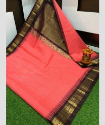 peach colour gadwal sico sarees with Temple Border design