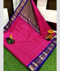 ruby colour gadwal sico sarees with Temple Border design