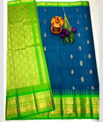 blue and brown colour gadwal sico sarees with Kanchi Border design