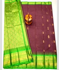 brown and purple colour gadwal sico sarees with Kanchi Border design