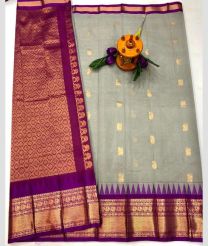 brown and gray colour gadwal sico sarees with Kanchi Border design